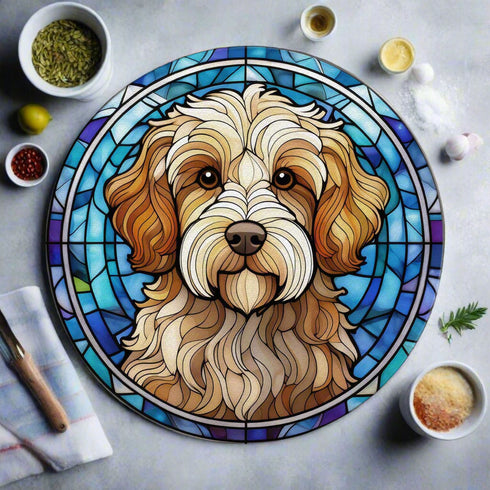 Cavapoo Glass Suncatcher Worktop Saver
